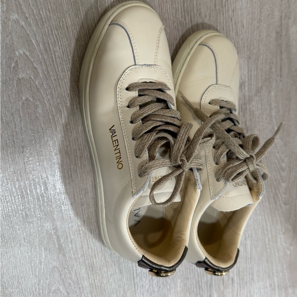 Valentino Off-White Leather Sneakers